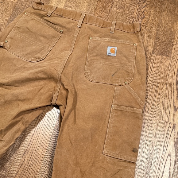 Carhartt B01-BRN Made in USA Loose Fit Duck Double Knee Dungaree Pants Mens 36 - Picture 6 of 12